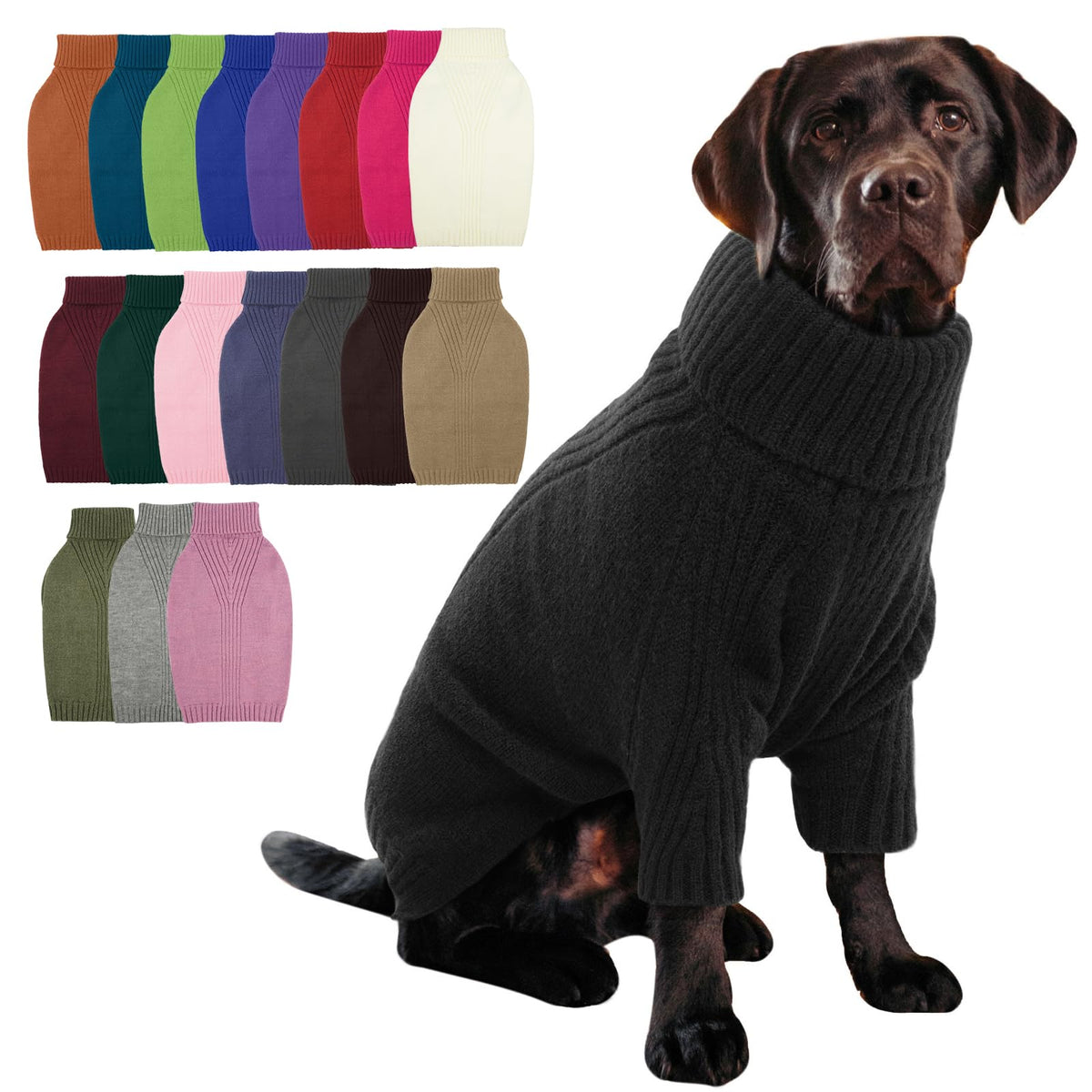IECOii Dog Sweater,Thermal Knitted Dog Sweaters Turtleneck with Sleeve