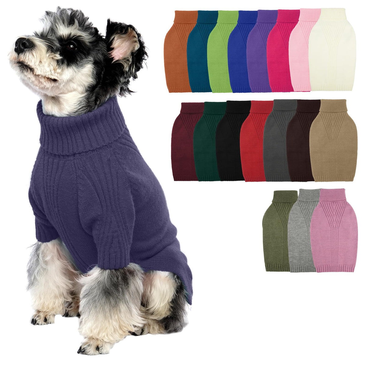 IECOii Dog Sweater,Thermal Knitted Dog Sweaters Turtleneck with Sleeve