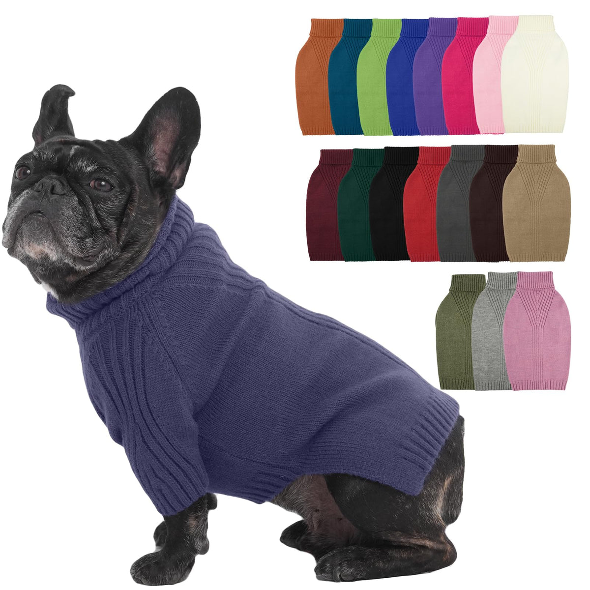 IECOii Dog Sweater,Thermal Knitted Dog Sweaters Turtleneck with Sleeve