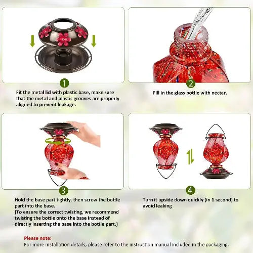 BOLITE Twisted Series Hand Blown Glass Hummingbird Feeders by BOLITE