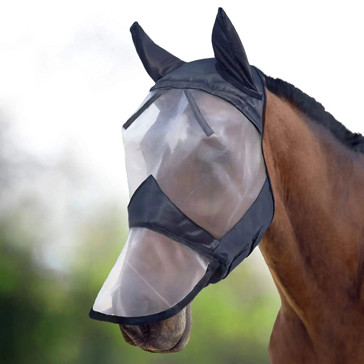 Harrison Howard CareMaster Horse Fly Mask Long Nose with Ears Full Face by Harrison Howard