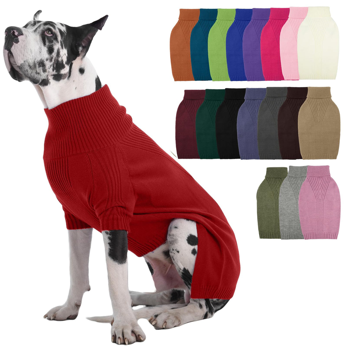 IECOii Dog Sweater,Thermal Knitted Dog Sweaters Turtleneck with Sleeve