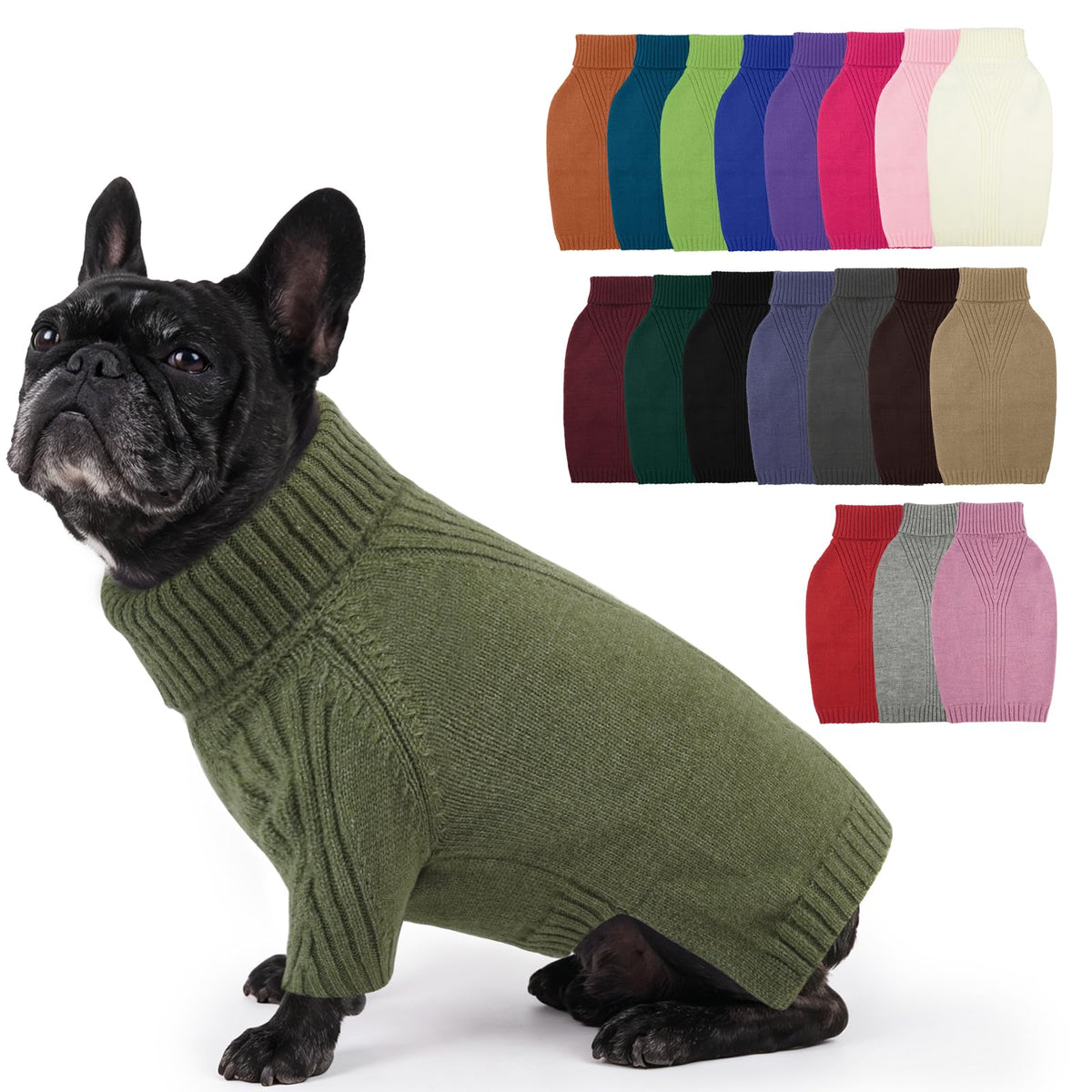IECOii Dog Sweater,Thermal Knitted Dog Sweaters Turtleneck with Sleeve
