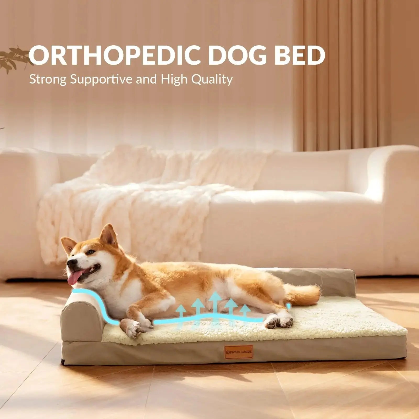 Patas Lague Orthopedic Dog Bed for Small Medium Large Size Dog by Patas Lague