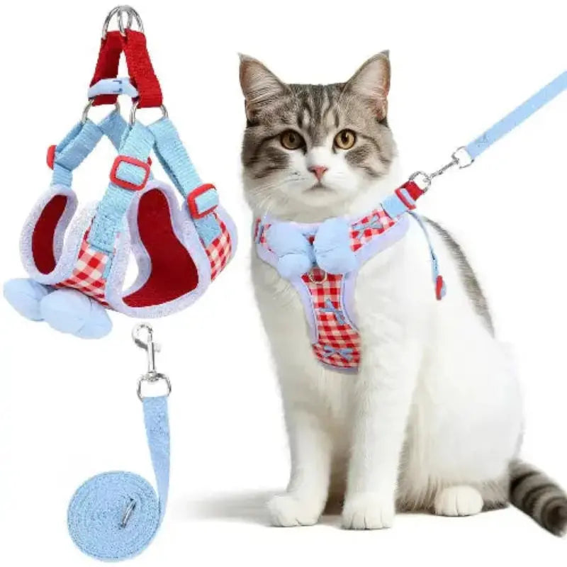 Cat Harness and Leash Set for Walking Escape Proof, Adjustable Kitten Harness Breathable Mesh with Reflective Strips Harness with Flower for Kitty Puppy Bunny by NCMAMA