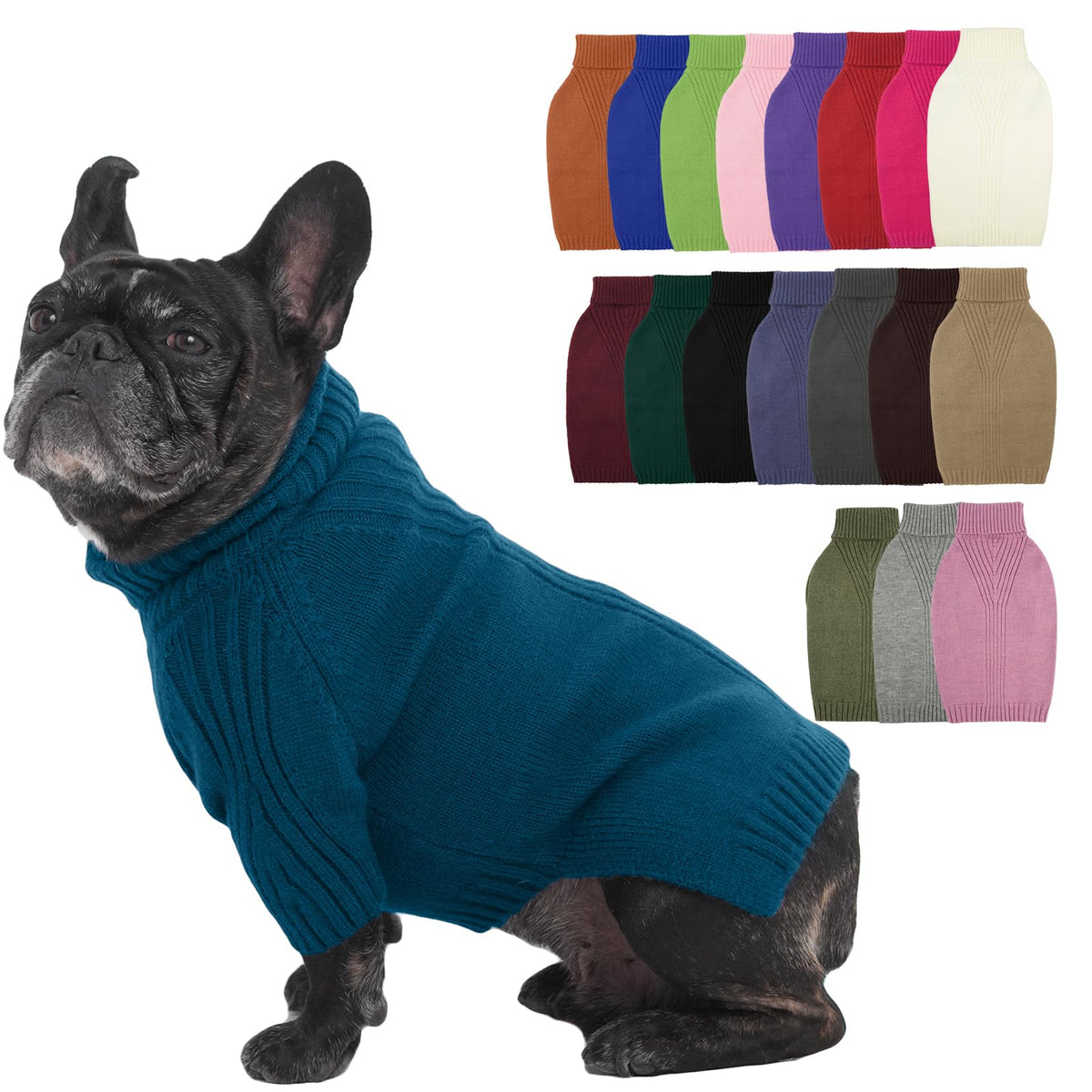 IECOii Dog Sweater,Thermal Knitted Dog Sweaters Turtleneck with Sleeve
