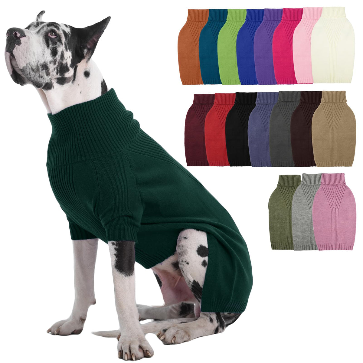 IECOii Dog Sweater,Thermal Knitted Dog Sweaters Turtleneck with Sleeve