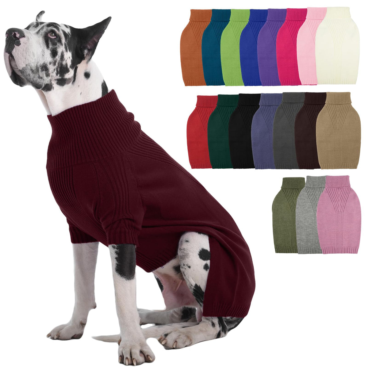 IECOii Dog Sweater,Thermal Knitted Dog Sweaters Turtleneck with Sleeve