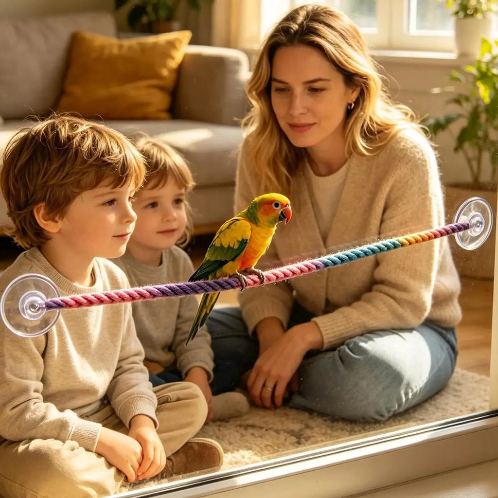 Bird Rope Perch Suction Cup Stretchable Bendable Colorful by Generic