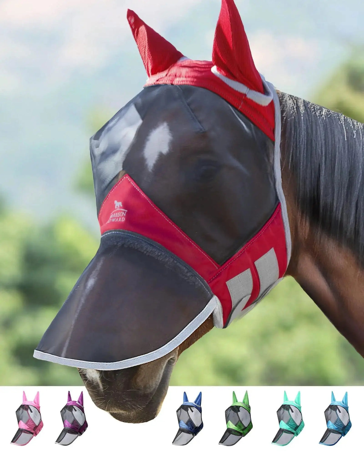 Harrison Howard Pro Luminous Horse Fly Mask Large Eye Space Full Face UV Protection for Horse by Harrison Howard