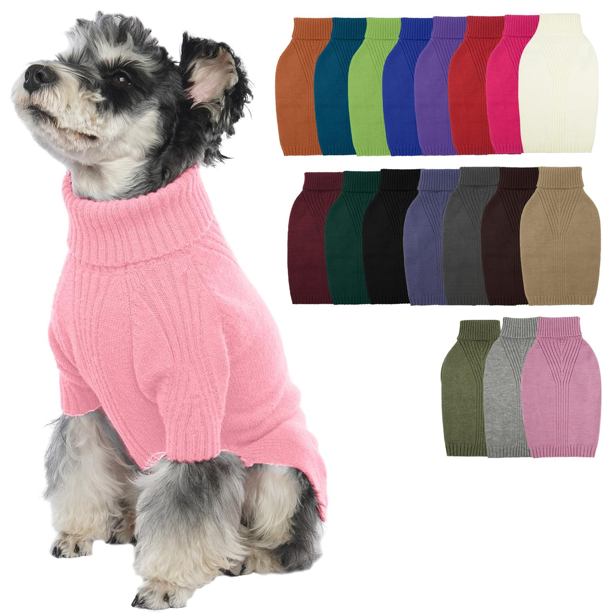 IECOii Dog Sweater,Thermal Knitted Dog Sweaters Turtleneck with Sleeve