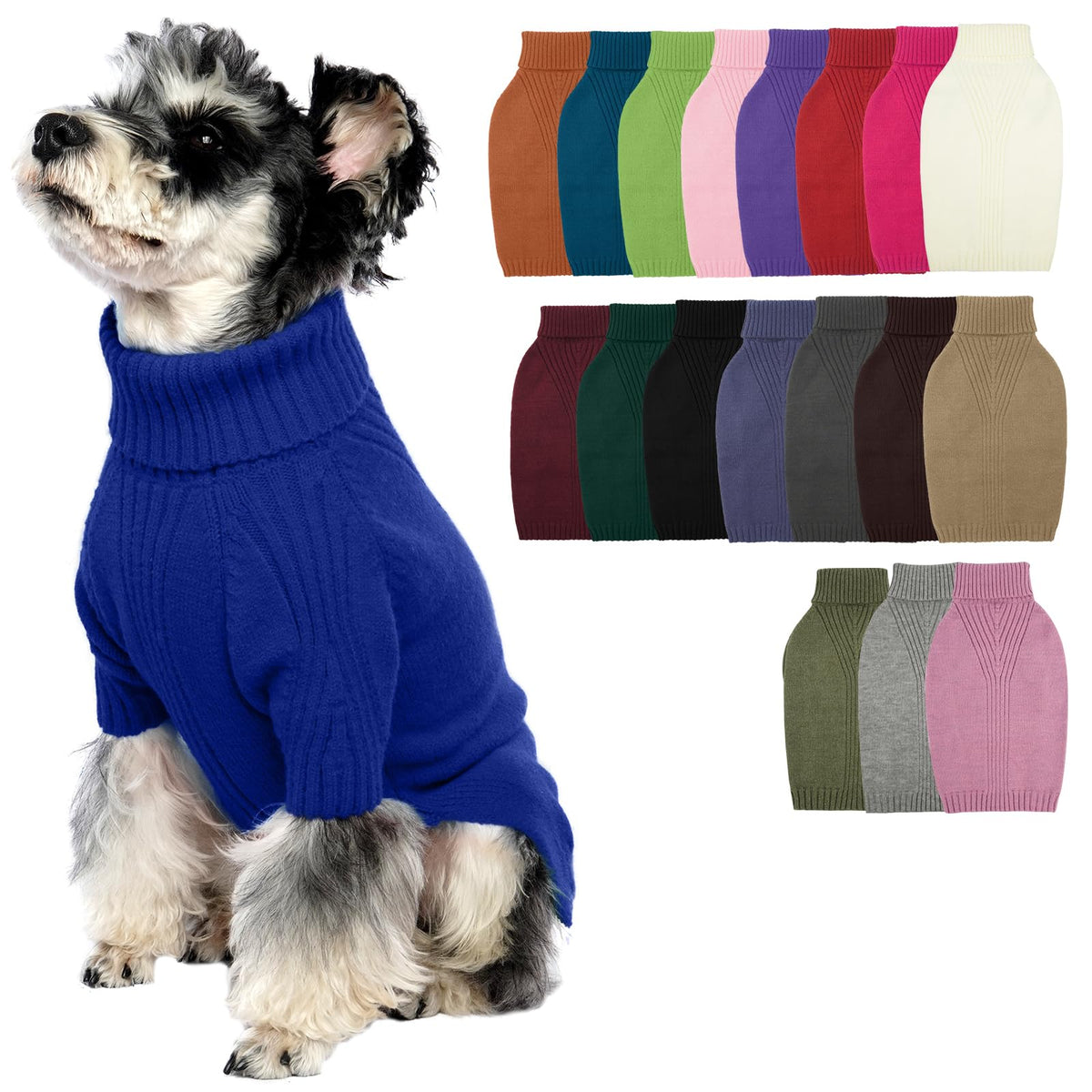IECOii Dog Sweater,Thermal Knitted Dog Sweaters Turtleneck with Sleeve