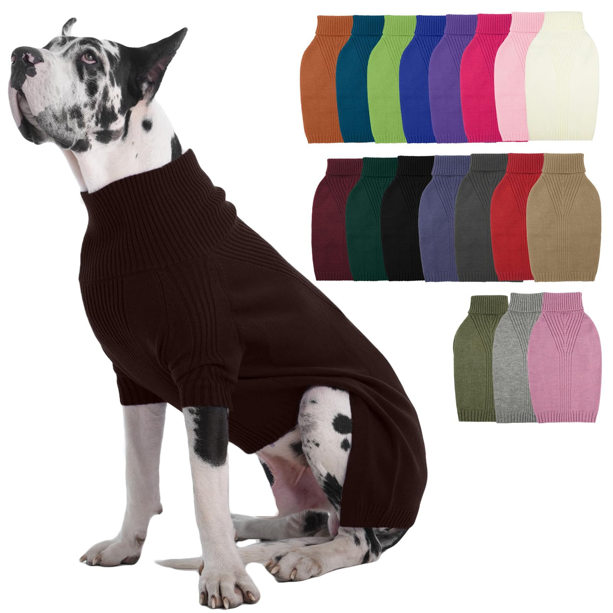 IECOii Dog Sweater,Thermal Knitted Dog Sweaters Turtleneck with Sleeve