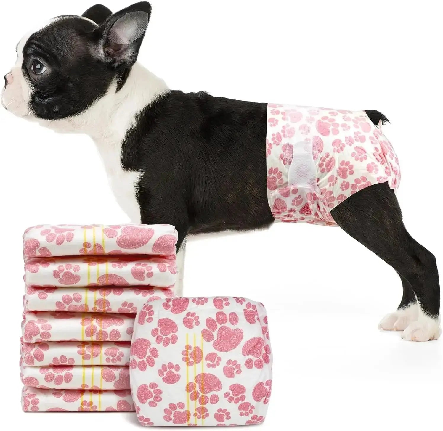 Female Dog Diapers 48 Count Disposable Leakproof Puppy Diapers XXS- Medium by Wags & Whiskers Pet Supply