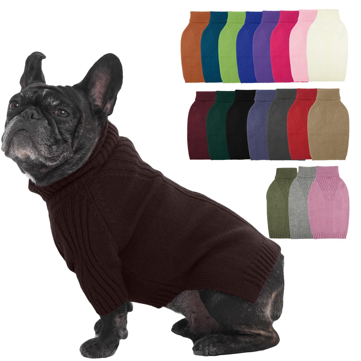 IECOii Dog Sweater,Thermal Knitted Dog Sweaters Turtleneck with Sleeve