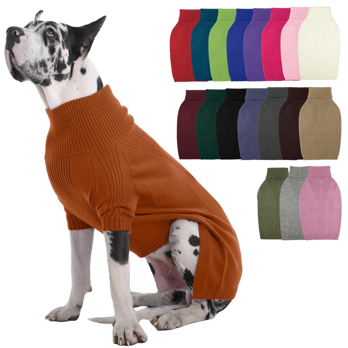IECOii Dog Sweater,Thermal Knitted Dog Sweaters Turtleneck with Sleeve