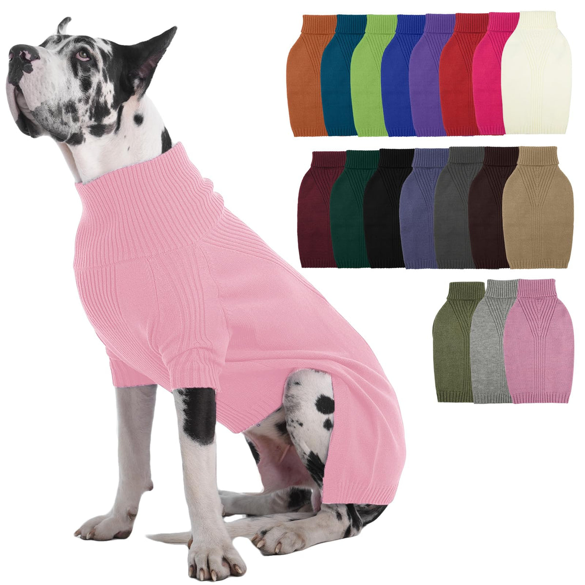 IECOii Dog Sweater,Thermal Knitted Dog Sweaters Turtleneck with Sleeve