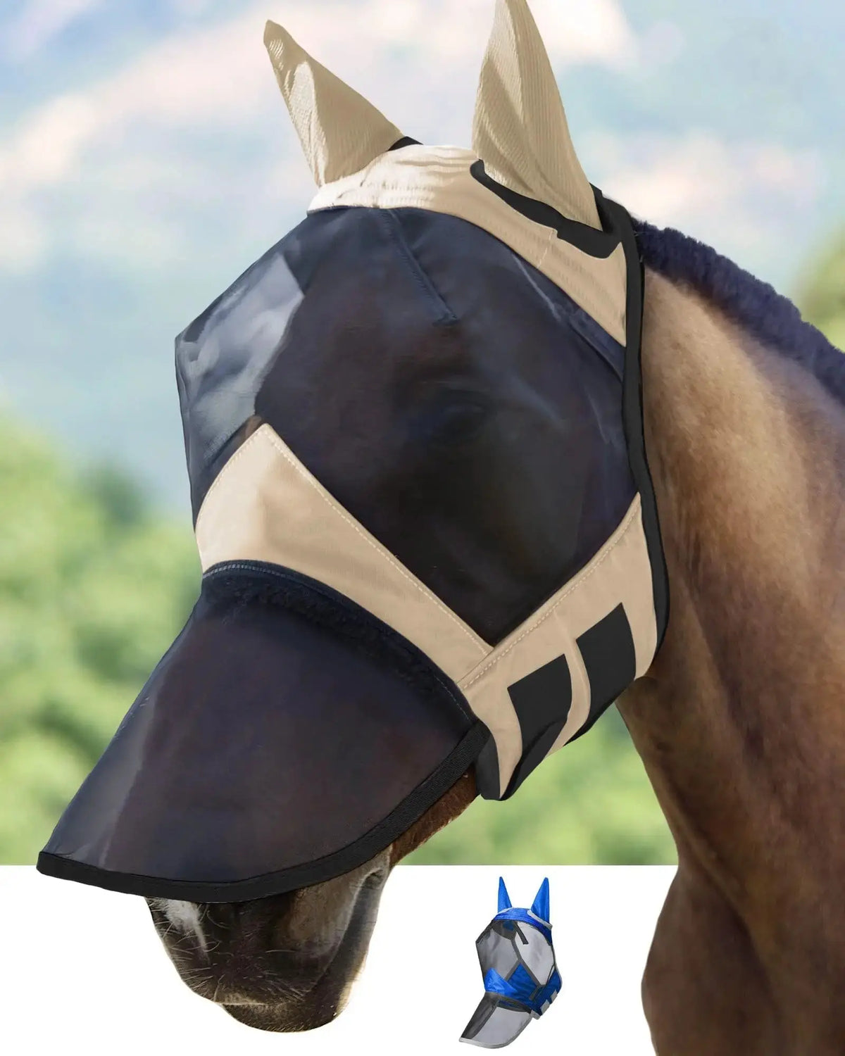 Harrison Howard Pro Luminous Horse Fly Mask Large Eye Space Full Face UV Protection for Horse by Harrison Howard