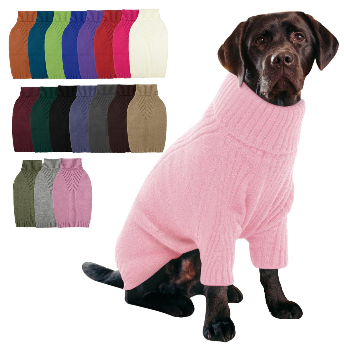 IECOii Dog Sweater,Thermal Knitted Dog Sweaters Turtleneck with Sleeve