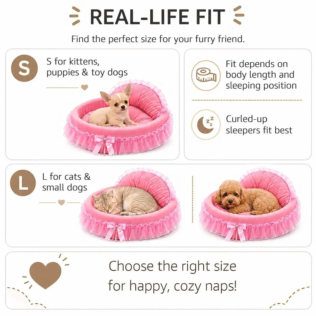 pawstrip Pink Dog Bed Washable Princess Cat Couch Soft Plush Pet Sofa Nest Mat Anti-Slip Puppy Cave Beds Cute Cozy Kitten Doggy Kennel Cushion Small Medium Dogs Cats Sleeping Pad by pawstrip