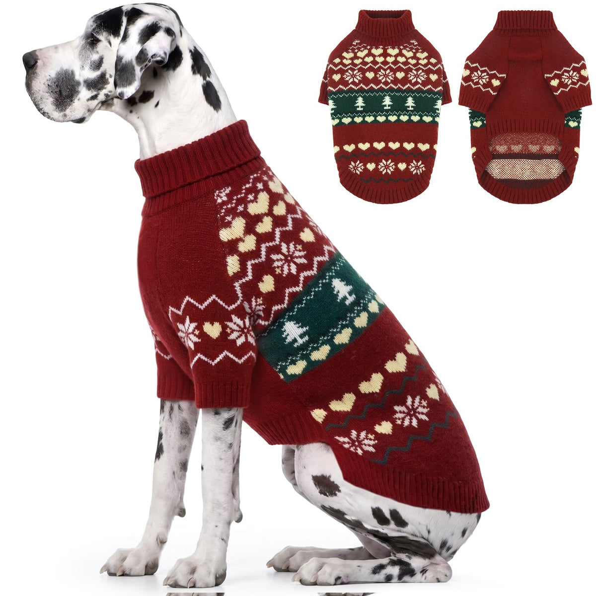 IECOii Dog Sweater,Thermal Knitted Dog Sweaters Turtleneck with Sleeve