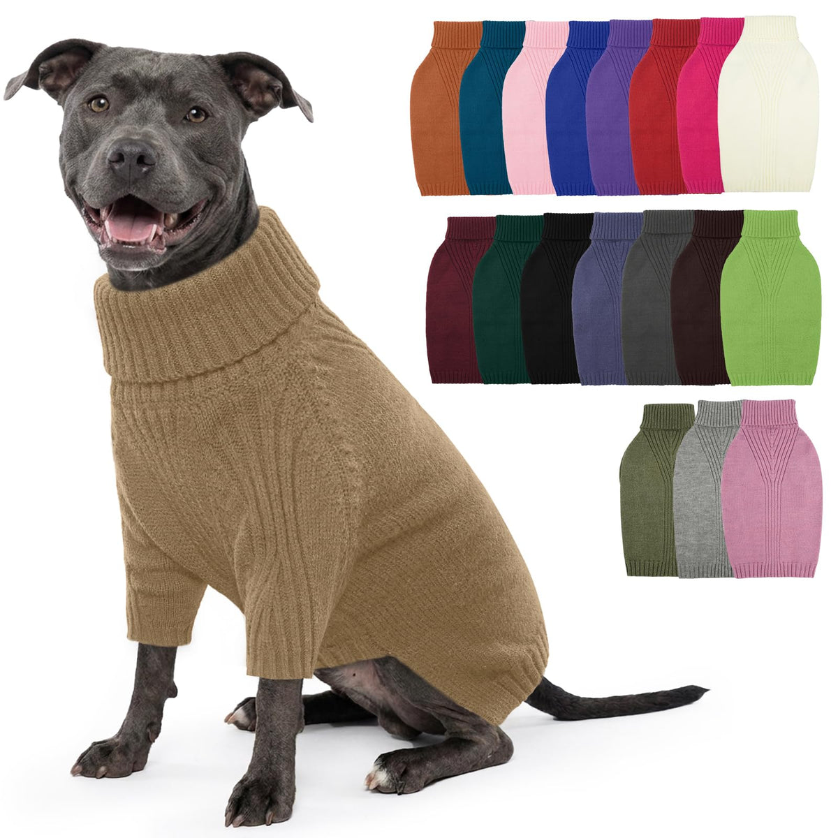 IECOii Dog Sweater,Thermal Knitted Dog Sweaters Turtleneck with Sleeve