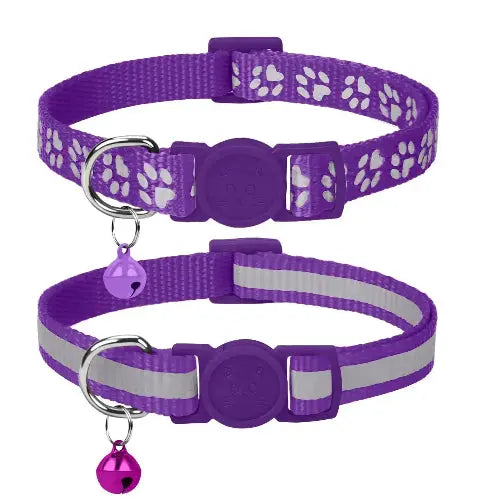 Taglory Reflective Cat Collar Breakaway with Bell, High Visibility Night Strip, Lightweight Adjustable Nylon Collar for Boy Girl Cats, 2 Pack by Taglory