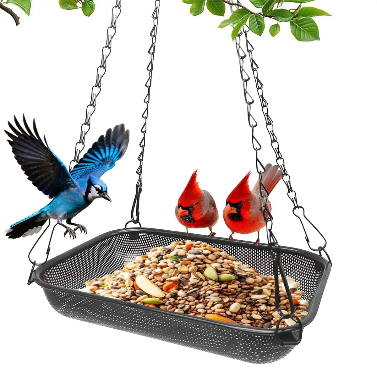 Hanging Bird Feeder, Metal Mesh Seed Tray Bird Feeders for Outdoors Garden Yard to Attract Wild Birds by VIHSIPR