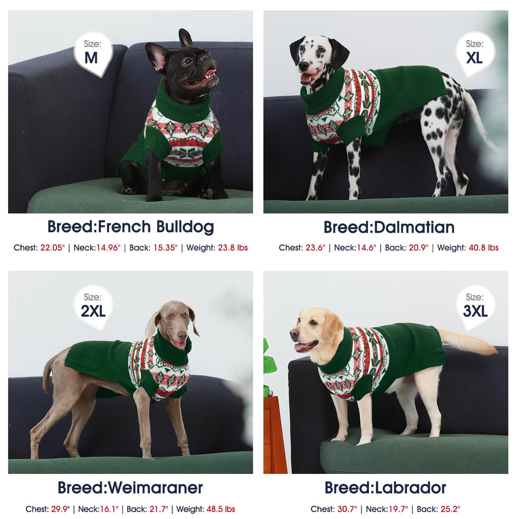 IECOii Dog Christmas Sweater - Turtleneck Sleeveless Design with Leash Hole, Snowflake & Snowman Prints, Festive Holiday Pet Sweater