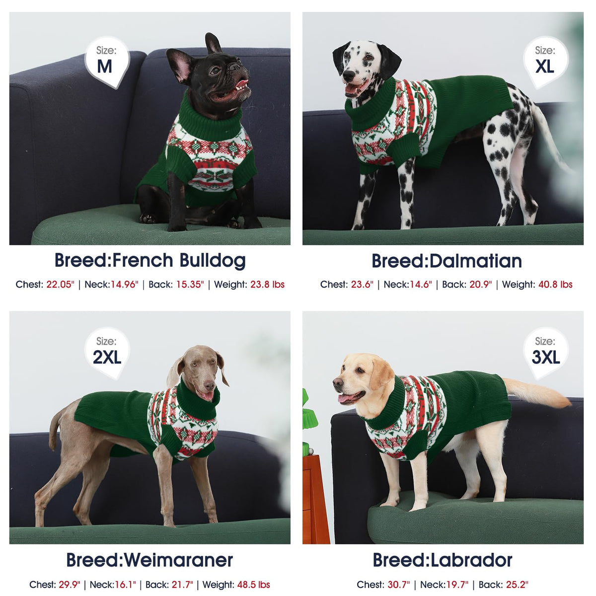 IECOii Dog Christmas Sweater - Turtleneck Sleeveless Design with Leash Hole, Snowflake & Snowman Prints, Festive Holiday Pet Sweater