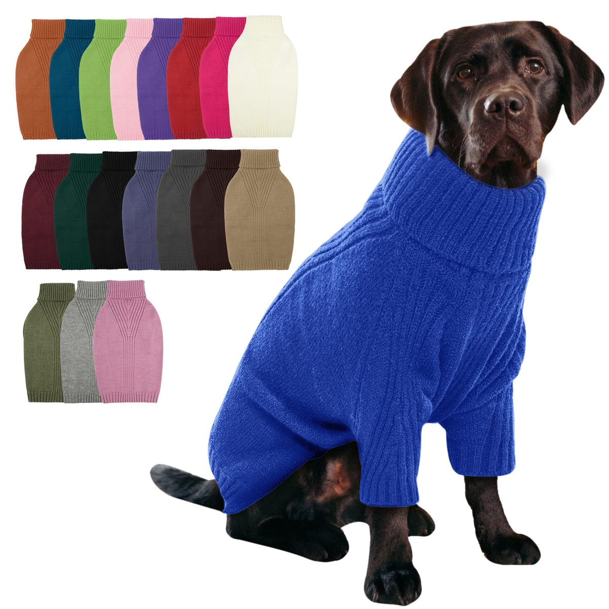 IECOii Dog Sweater,Thermal Knitted Dog Sweaters Turtleneck with Sleeve