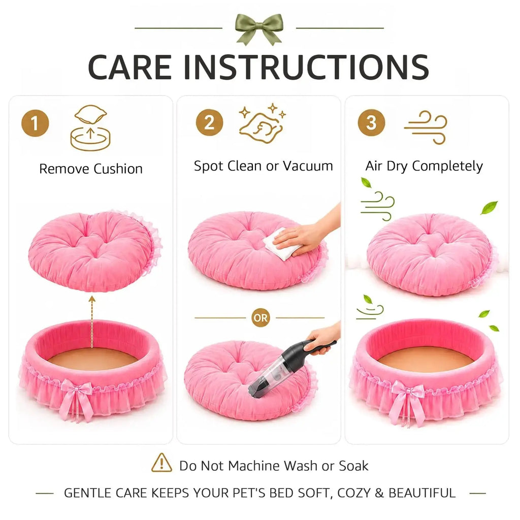 pawstrip Pink Dog Bed Washable Princess Cat Couch Soft Plush Pet Sofa Nest Mat Anti-Slip Puppy Cave Beds Cute Cozy Kitten Doggy Kennel Cushion Small Medium Dogs Cats Sleeping Pad by pawstrip