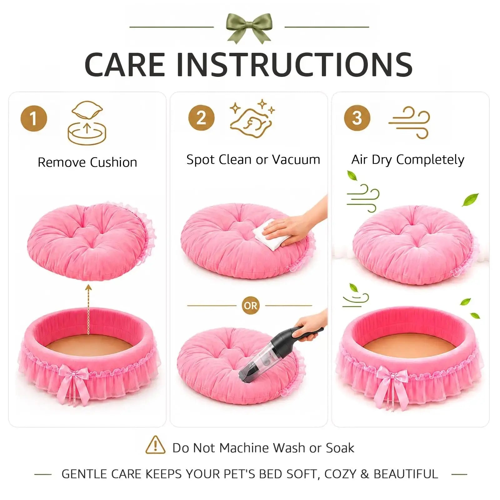 pawstrip Pink Dog Bed Washable Princess Cat Couch Soft Plush Pet Sofa Nest Mat Anti-Slip Puppy Cave Beds Cute Cozy Kitten Doggy Kennel Cushion Small Medium Dogs Cats Sleeping Pad by pawstrip