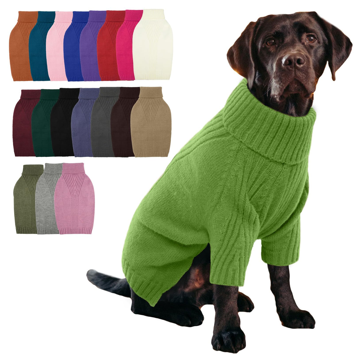 IECOii Dog Sweater,Thermal Knitted Dog Sweaters Turtleneck with Sleeve