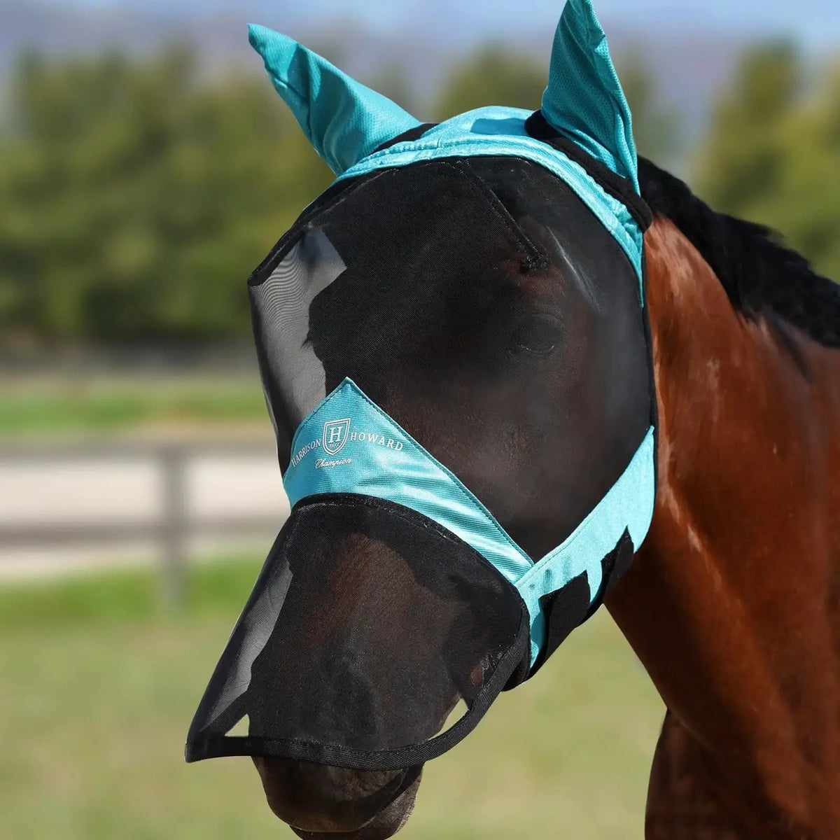 Harrison Howard Pro Luminous Horse Fly Mask Large Eye Space Full Face UV Protection for Horse by Harrison Howard