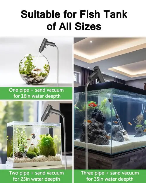 AQQA Electric Aquarium Gravel Cleaner 6 In 1 Tank Vacuum Water Sand Wash 320 GPH AQQA
