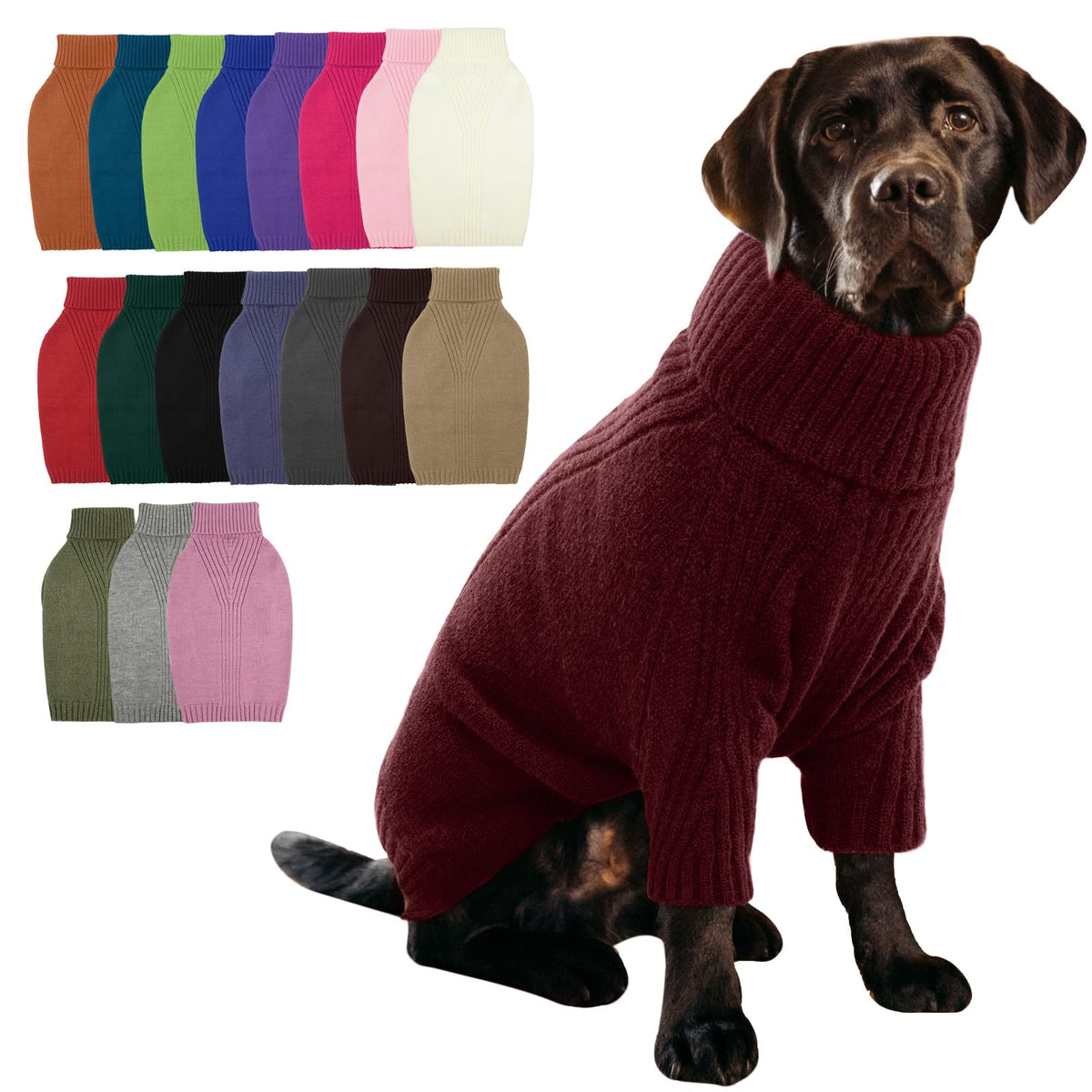 IECOii Dog Sweater,Thermal Knitted Dog Sweaters Turtleneck with Sleeve