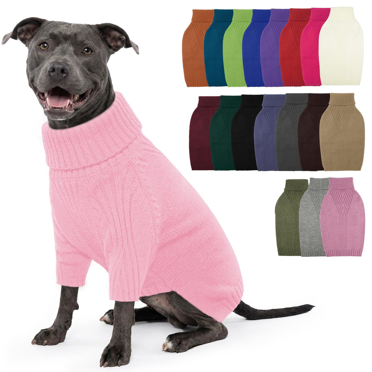 IECOii Dog Sweater,Thermal Knitted Dog Sweaters Turtleneck with Sleeve