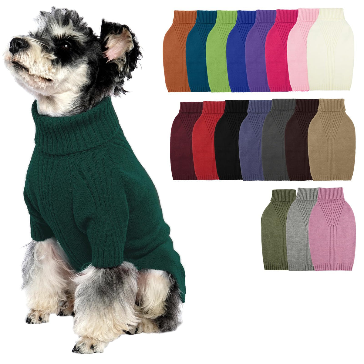IECOii Dog Sweater,Thermal Knitted Dog Sweaters Turtleneck with Sleeve