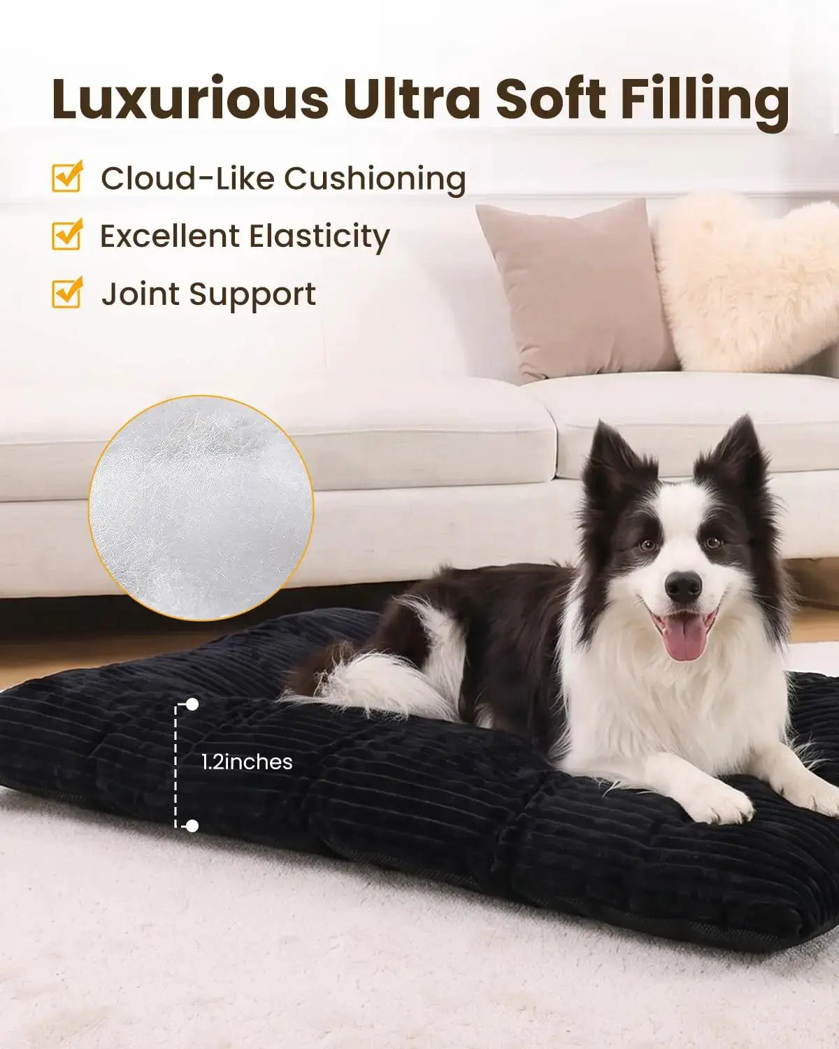 Dog Crate Bed Deluxe Flannel Washable Dog Beds Fulffy Comfy Kennel Pad Anti-Slip Pet Sleeping Mat for Large, Jumbo, Medium, Small Dogs by KSIIA