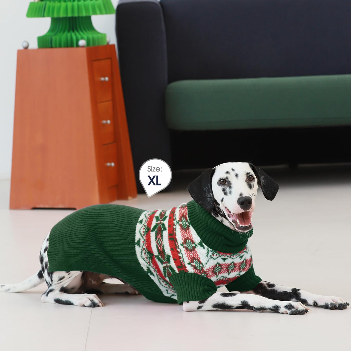 IECOii Dog Christmas Sweater - Turtleneck Sleeveless Design with Leash Hole, Snowflake & Snowman Prints, Festive Holiday Pet Sweater