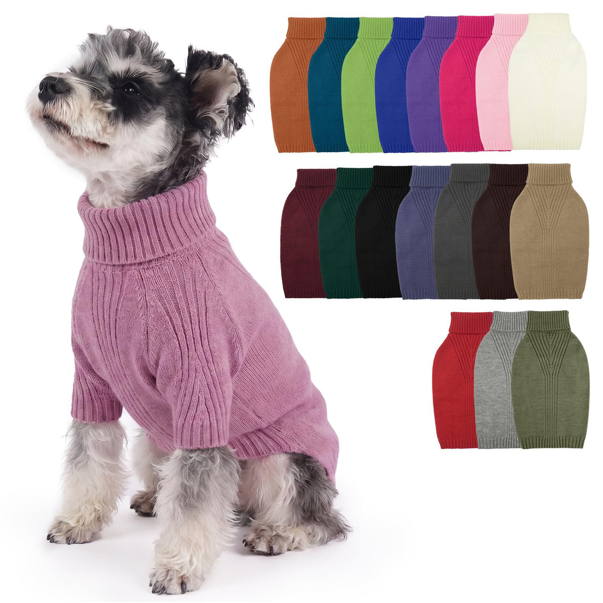 IECOii Dog Sweater,Thermal Knitted Dog Sweaters Turtleneck with Sleeve