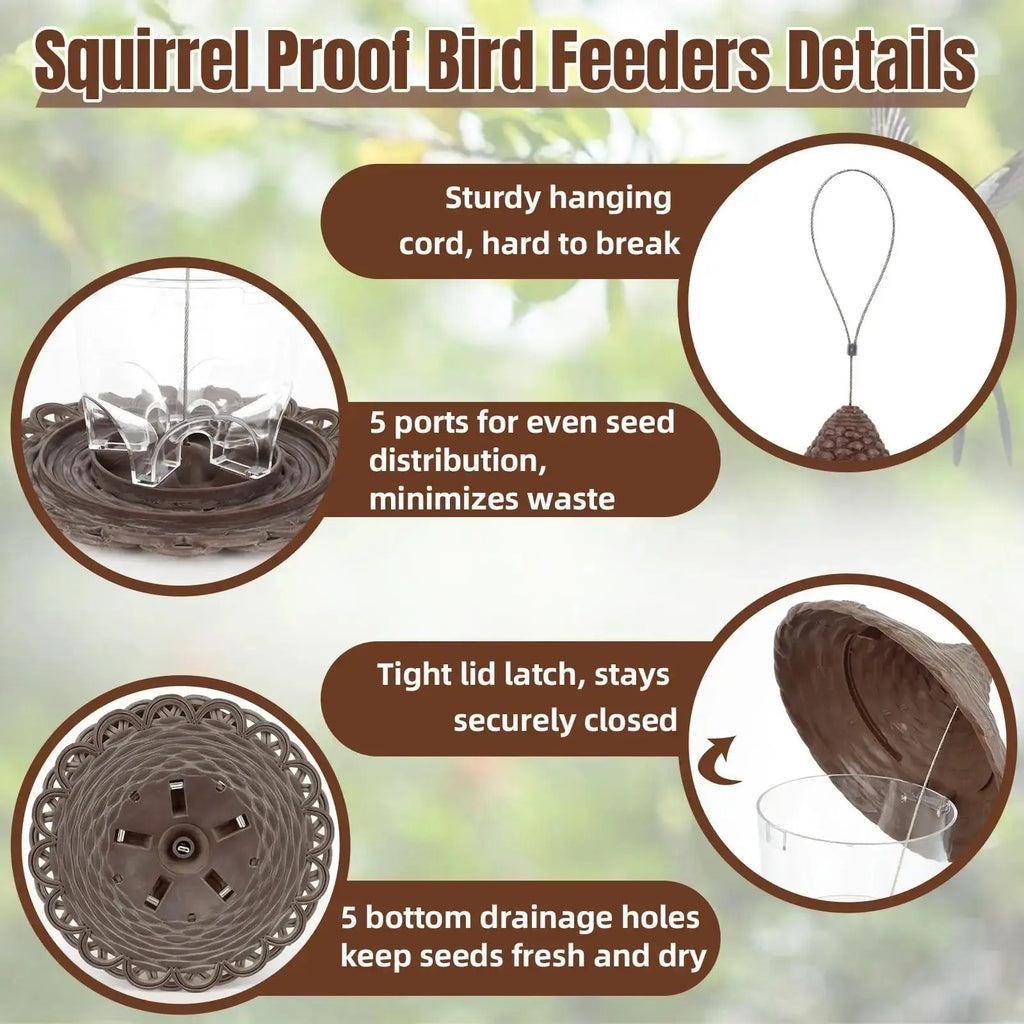 Hanging Bird Feeders for Outdoor, UV-Resistant Durable Plastic, Squirrel Proof Bird Feeder, Tool-Free Install Weatherproof Birdfeeders, Easy Clean/Refill with Drainage Holes for Wild Birds by yyounglinda