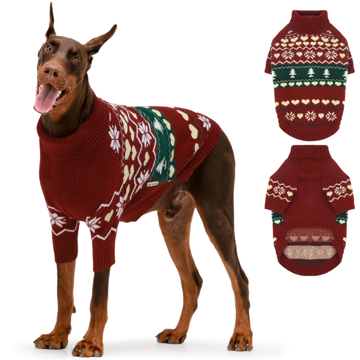 IECOii Dog Sweater,Thermal Knitted Dog Sweaters Turtleneck with Sleeve