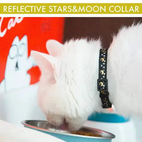Bemix Pets Cat Collar Stars and Moon, Reflective with Bell, Solid & Safe Collars for Cats, Nylon, Kitty Collars, Pet Collar, Breakaway Cat Collar by Bemix Pets
