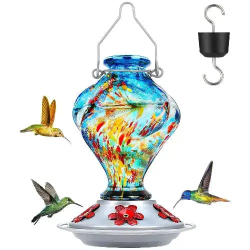 BOLITE Twisted Series Hand Blown Glass Hummingbird Feeders by BOLITE
