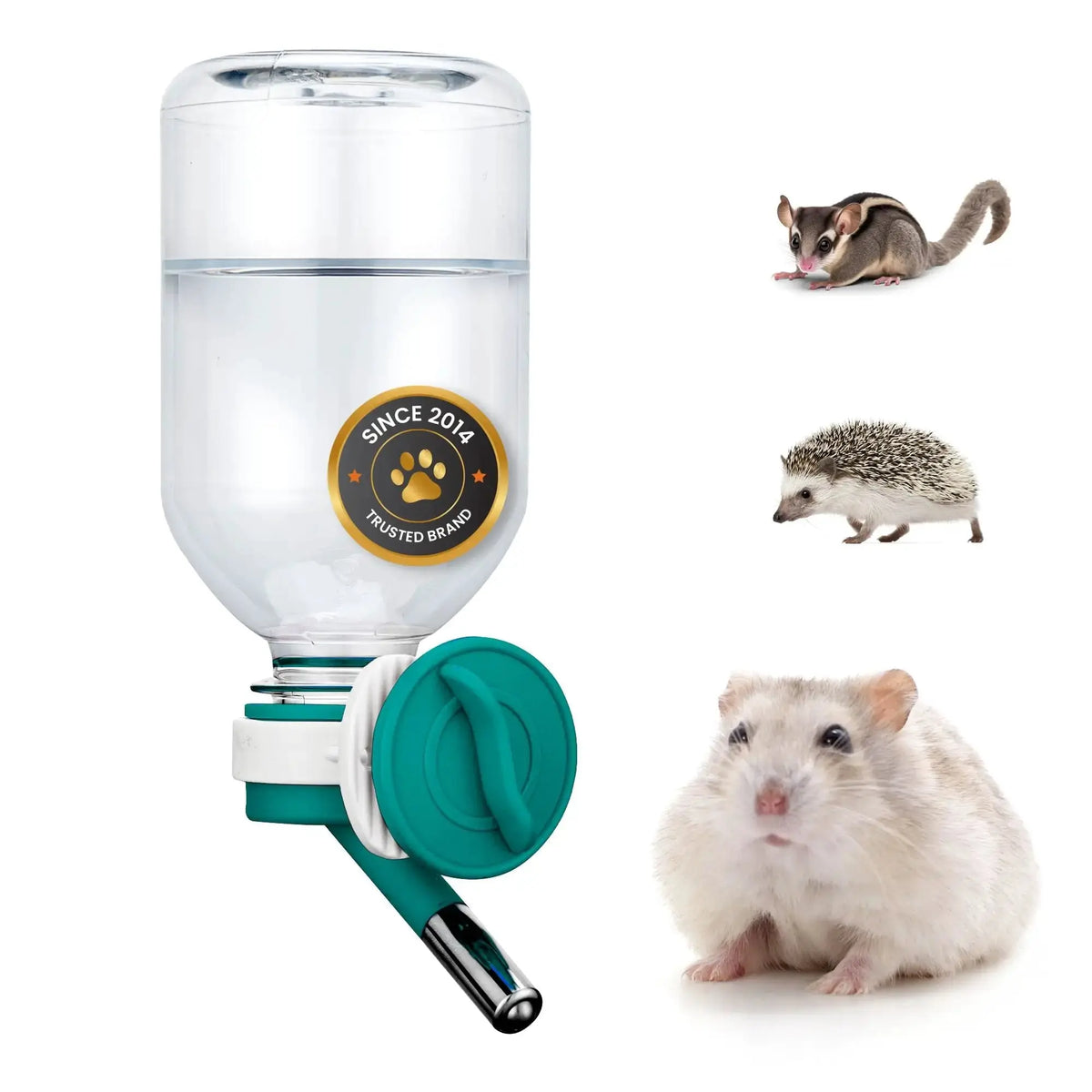 Choco Nose Patented No-Drip Water Bottle/Feeder for Hamsters/Hedgehogs/Gliders/Rats/Mice/Other Small Pets and Animals - for Cages, Crates or Wall Mount by Choco Nose