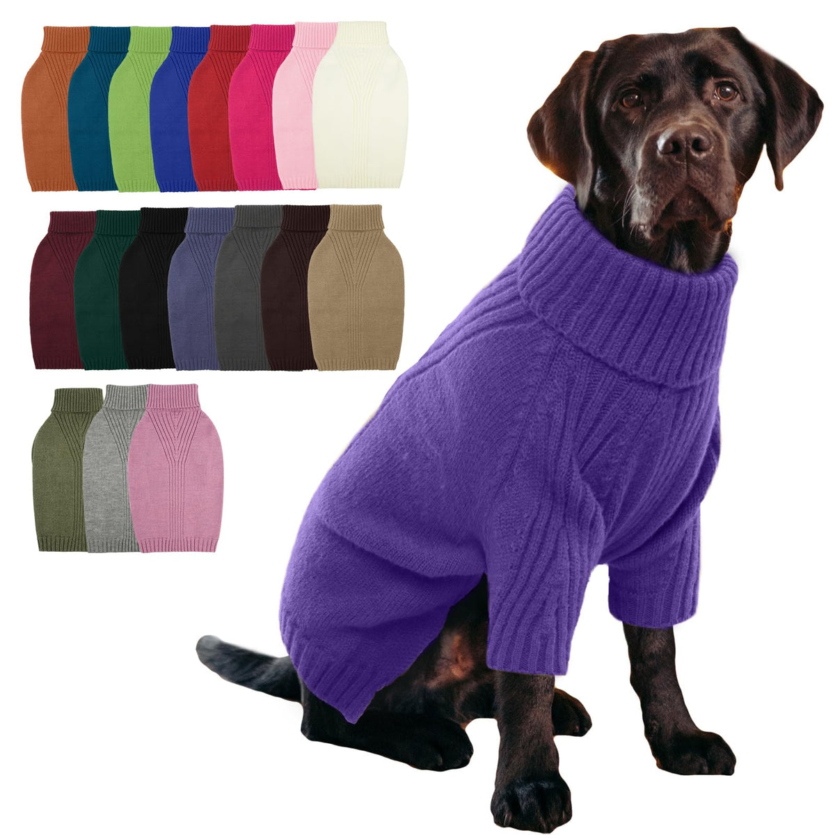 IECOii Dog Sweater,Thermal Knitted Dog Sweaters Turtleneck with Sleeve
