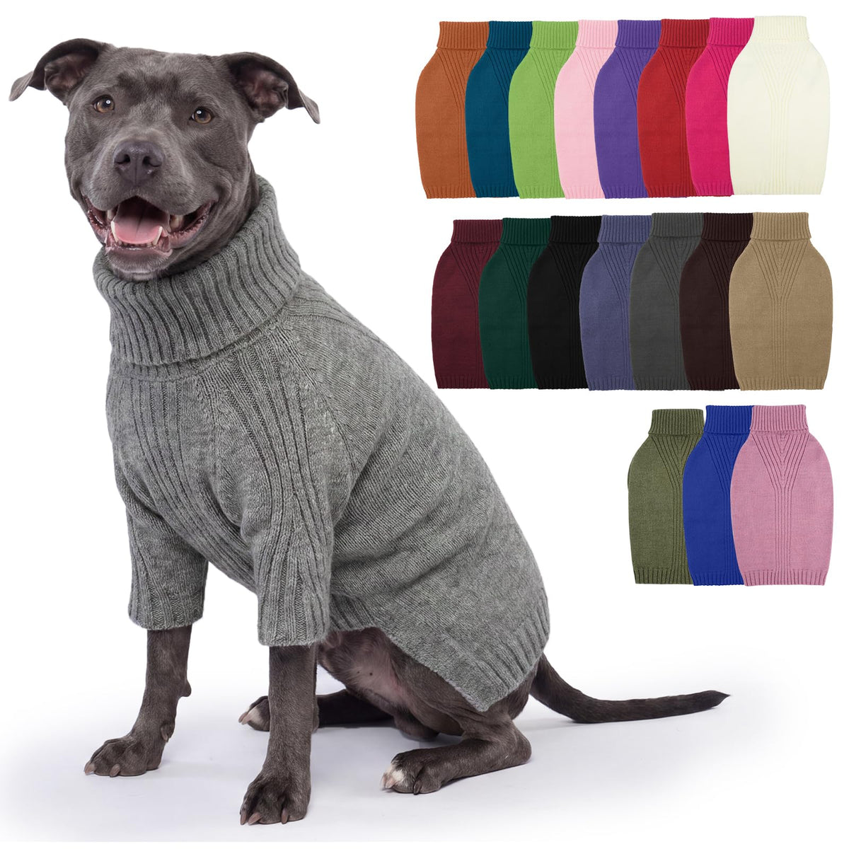 IECOii Dog Sweater,Thermal Knitted Dog Sweaters Turtleneck with Sleeve