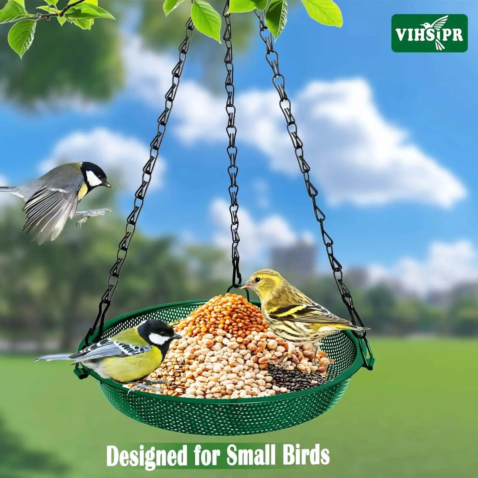 Hanging Bird Feeder, Metal Mesh Seed Tray Bird Feeders for Outdoors Garden Yard to Attract Wild Birds by VIHSIPR